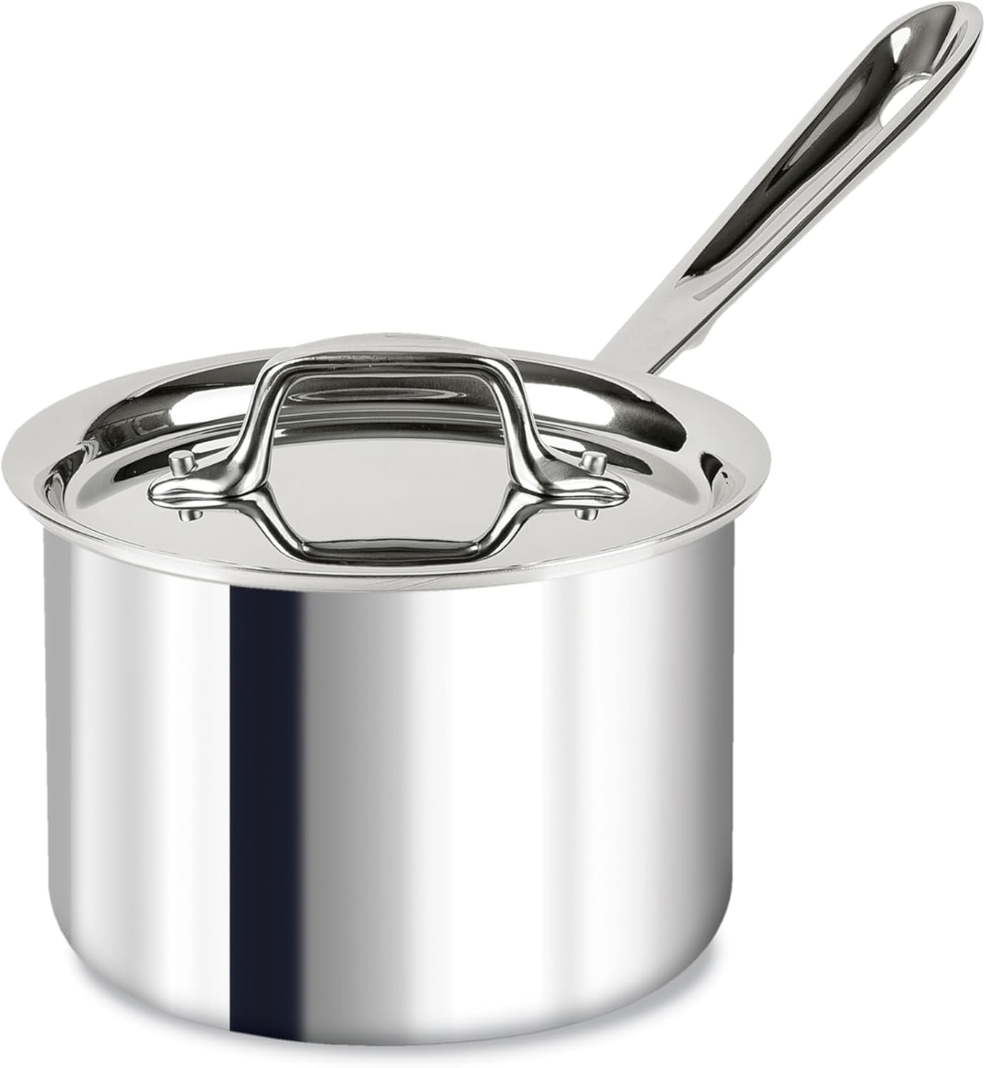 All-Clad 4202 Stainless Steel Tri-Ply Bonded Dishwasher Safe Sauce Pan with Lid/Cookware, 2-Quart, Silver