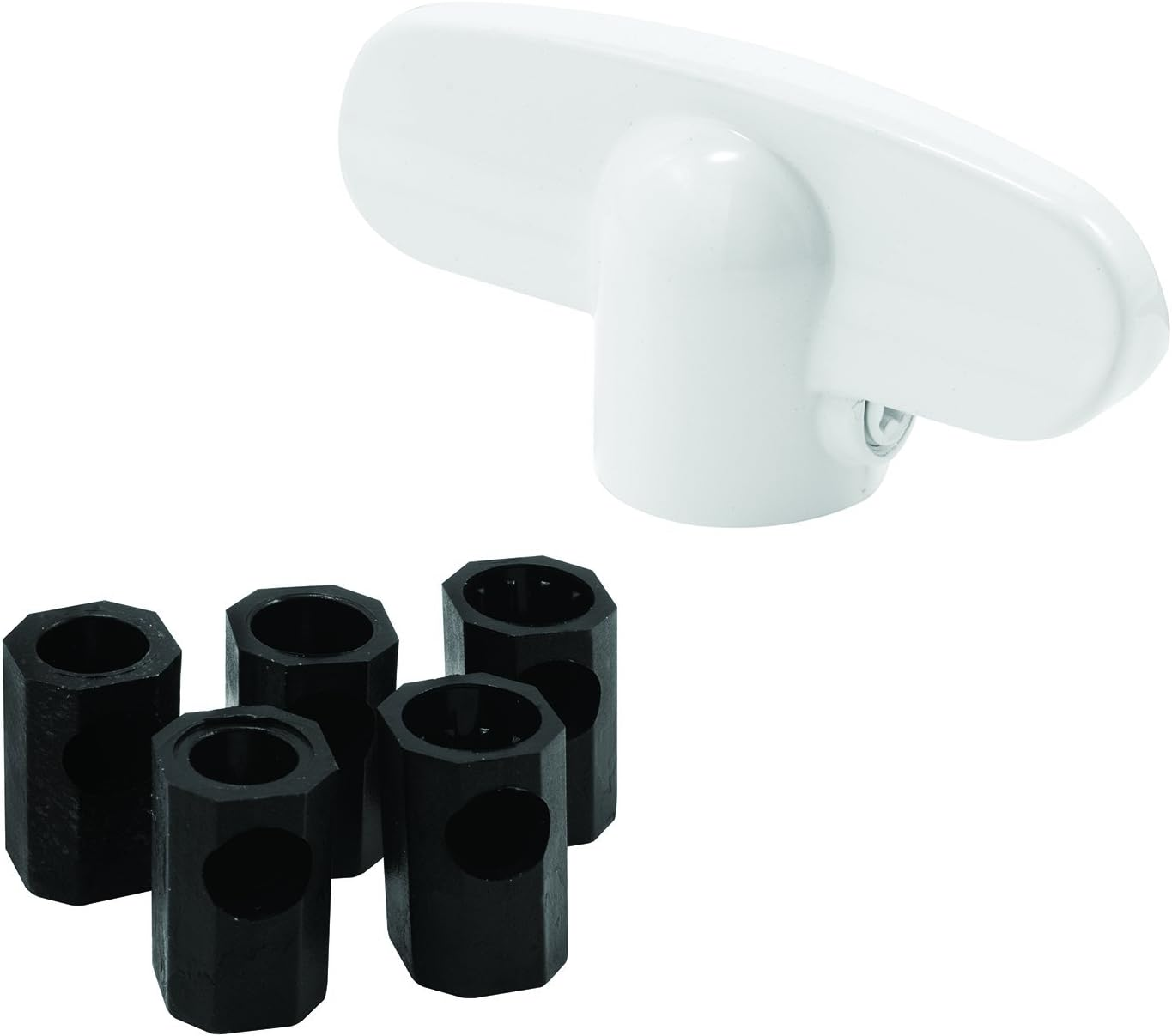 Prime-Line Products H 3892 Operator Tee Handle, 1-1/8 In. X 2-3/8 In., Diecast, White, Universal Spline Adaptors (2-Pack)