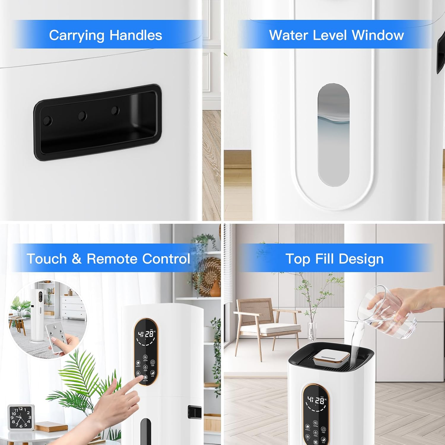 Yopower Humidifier for Large Room, 10L Large Capacity Top Fill Humidifiers for Home, Cool & Warm Mist Humidifier with 360&deg;Nozzle, Indoor Vaporizer Humidifier for Baby Pets Plants image number 2