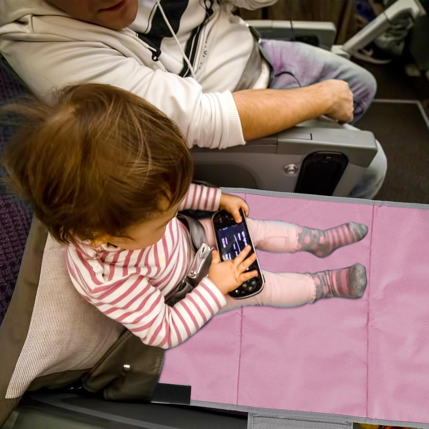 Airplane Seat Extender for Kids, Plane Travel Foot Rest Kids, Airplane Footrest Airplane Travel Essentials for over 2 Years Old Children (Pink) image number 4