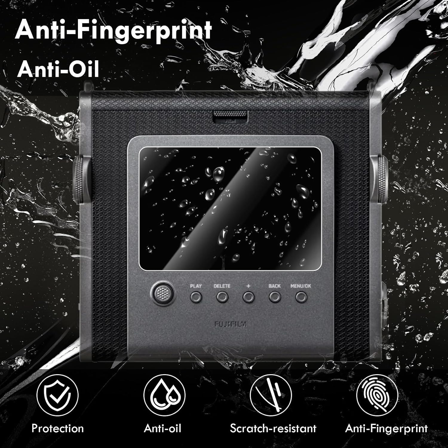 Rieibi [3+3Pack Screen Protector for Fujifilm Instax Wide Evo Instant Camera LCD + Lens PET Flim, 0.25Mm 9H Hardness Tempered Glass Film for Instax Wide Evo