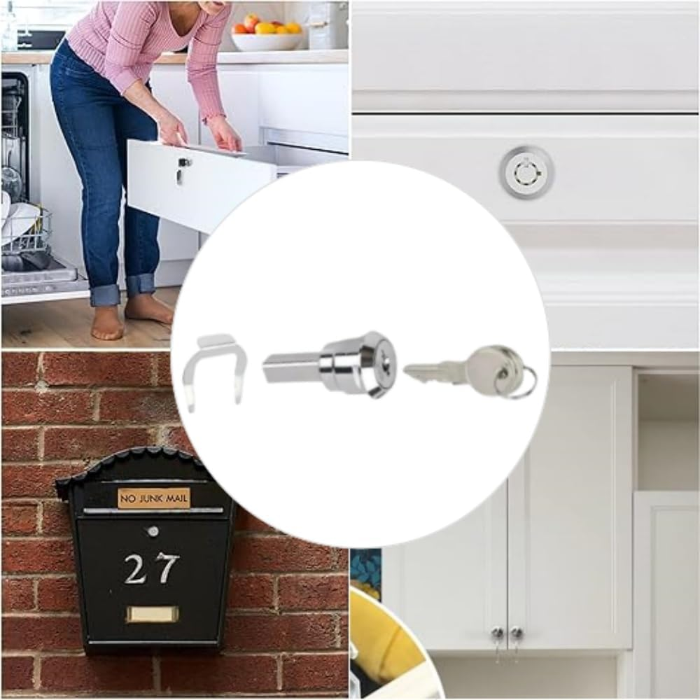 1 Pack Cabinet Lock with Keys, Key Lock, Heavy Duty Cabinet Cam Lock Set for Cabinets, RV Storage Locks, RV Compartment Locks for Truck Pickup Tool Box Mailbox Drawer Cabinet, Cam Locks Keyed Alike image number 1