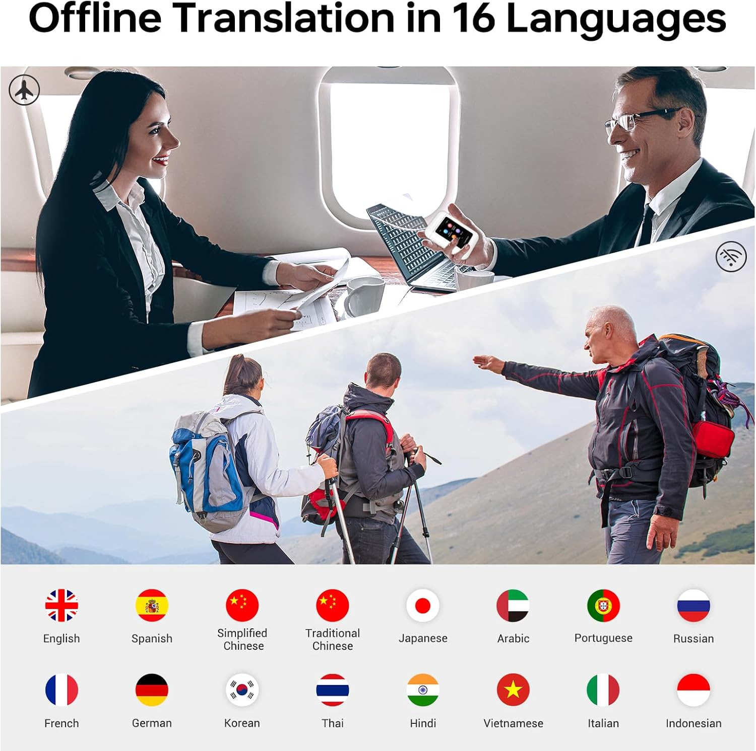 ANFIER A8 AI Translation Earbuds Real Time, Chatgpt Translator Device in 144 Languages, Audifonos Traductores Ingl&eacute;s Espa&ntilde;ol Real-Time No APP Required, Offline Language Traductor for Travel (White) image number 2