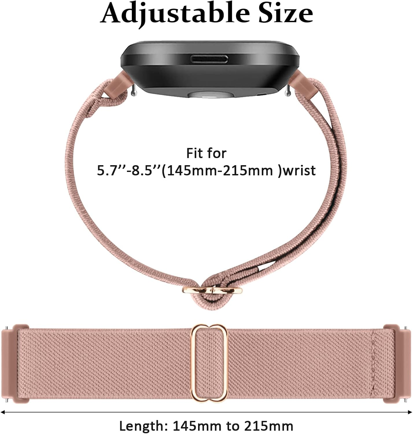 [3 Pack]Adjustable Elastic Bands for Fitbit Versa 2 Bands, Fitbit Versa Band,Versa Lite/Se Band, Soft Stretchy Loop Breathable Sport Nylon Replacement Strap Wristbands for Women/Men