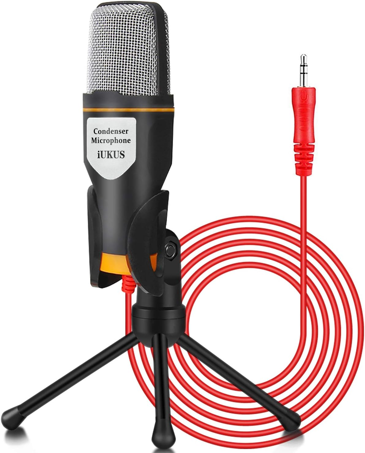 PC Microphone with Mic Stand, Professional 3.5Mm Jack Recording Condenser Microphone Compatible with PC, Laptop, Ip@D, Iph0Ne, Mac-Recorder Singing Youtube Skype Gaming (3.5Mm PC Microphone) image number 6