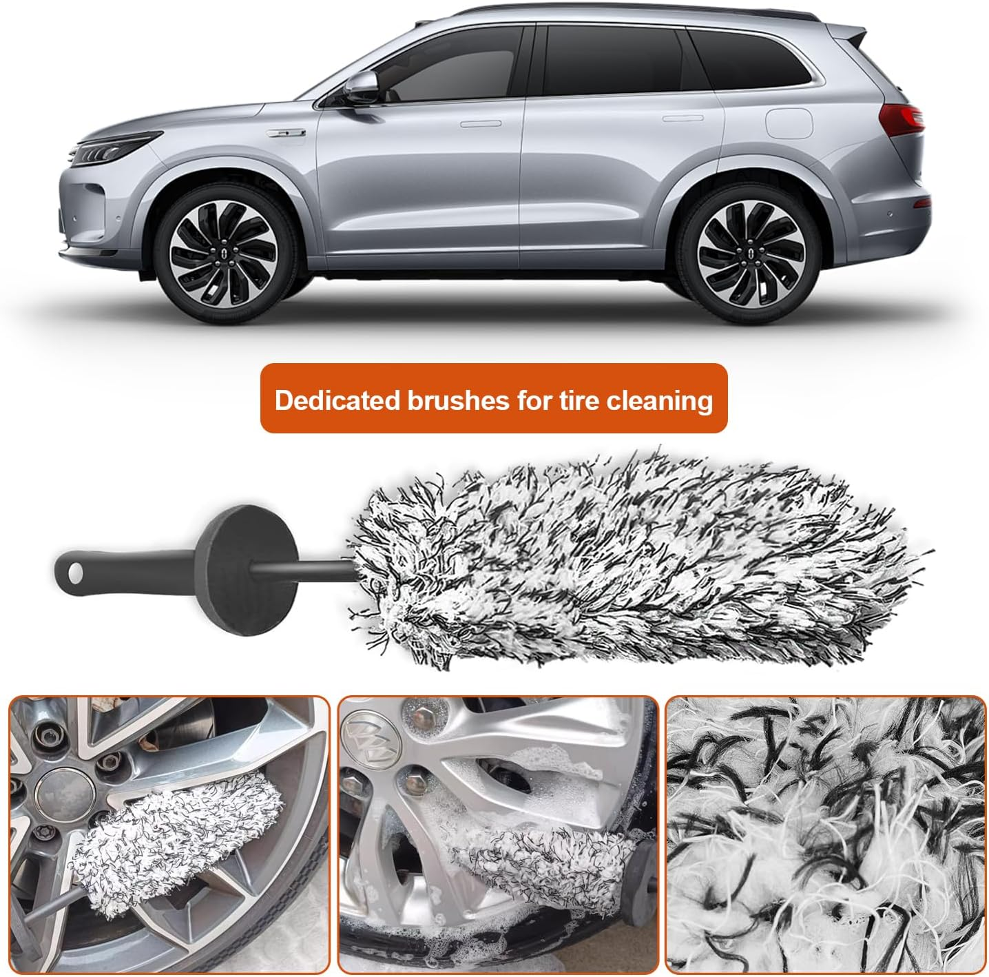 13 PCS Car Wash Tool Cleaning Kit with Storage Bag - Microfiber Mitts, Drying Towel, Waffle Cloths, Alloy Wheel Brush, Valeting Essentials, Set image number 5