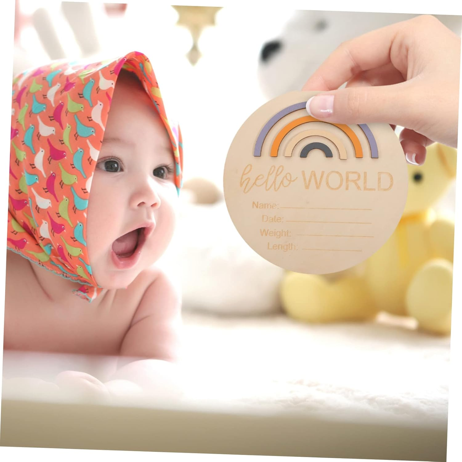 Wooden Month Card Milestone Cards Monthly Sign Birth Announcement for Nursery Decoration Newborn Photography Props Personalised image number 2