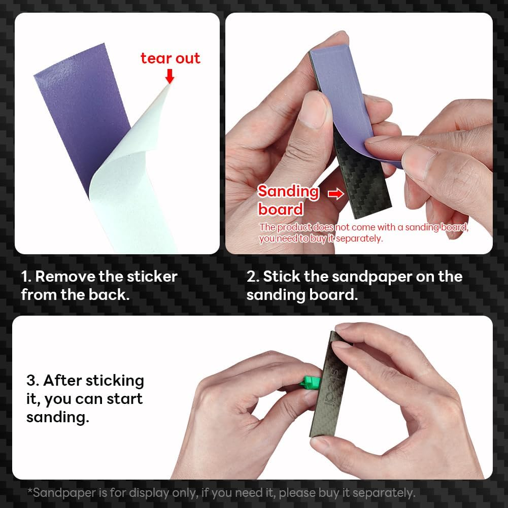 Stedi Carbon Fiber Sanding Sticks, Hobby Model Tools, 7-Piece Set (3"&times;0.6",3"&times;0.4",3"&times;0.2" and 4 Detail Sanding Boards) Professional Sanding Sticks for Sticky Sandpaper image number 4