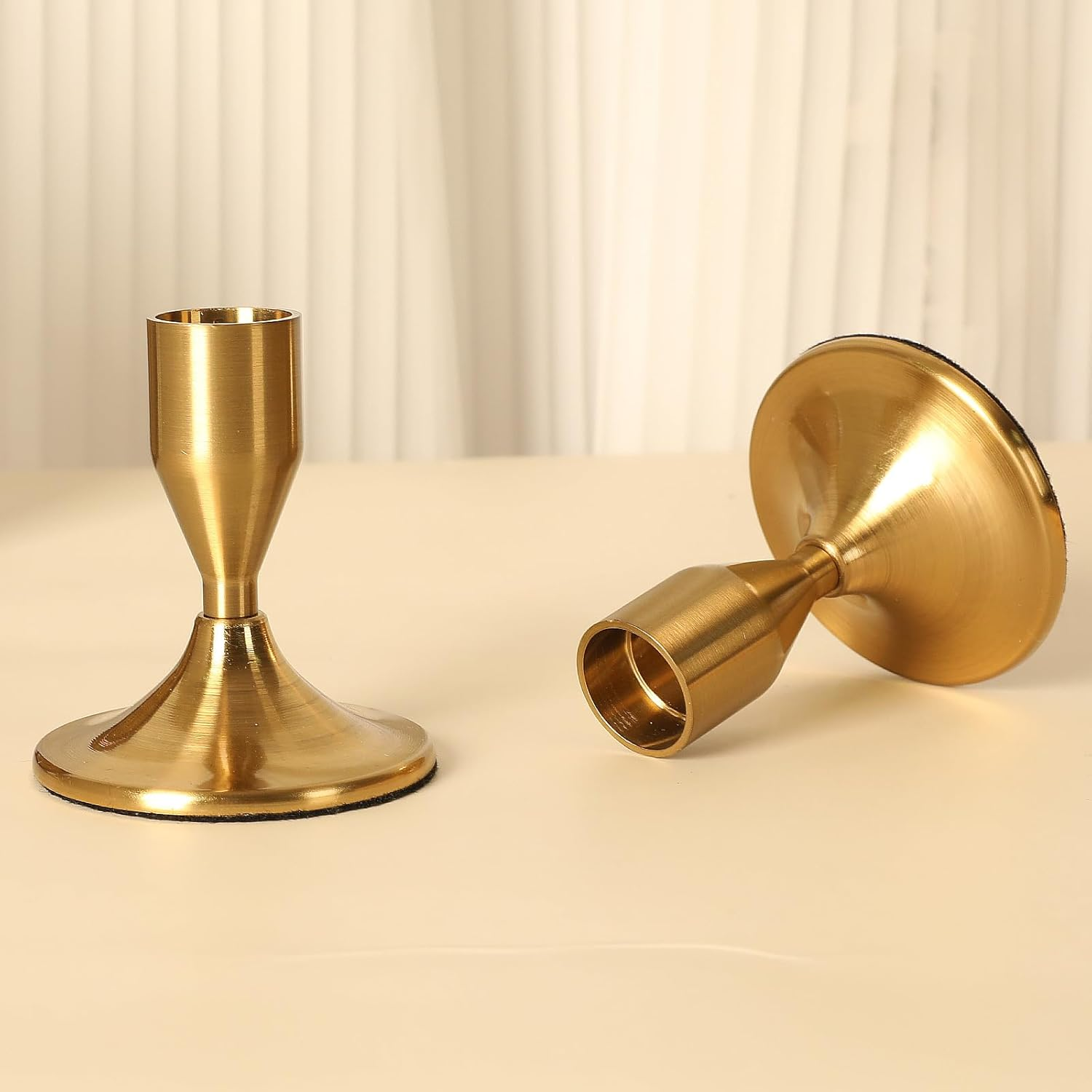 Candlestick Holder Metal, 2Pcs Gold Candle Stick Holder for Table Centerpiece, Wedding Reception, Festive Christmas Mantel Decoration or Home Decor image number 1