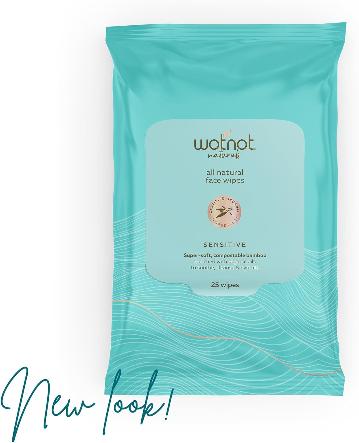 Wotnot Sensitive Face Wipes &ndash; Organic Aloe Vera, Rosehip & Sweet Almond Oil &ndash; Alcohol Free Makeup Remover for Sensitive Skin &ndash; Natural Biodegradable Bamboo Cleansing Wipes &ndash; Gentle & Soothing &ndash; 25 Pack image number 1