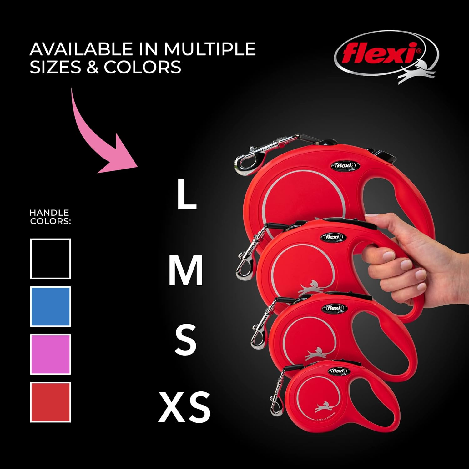 FLEXI New Classic Tape Retractable Dog Leash for Small Dogs Upto 33 Lbs. &ndash; 16 Ft., Red | Tangle Free Pet Walking Leash with One-Handed Brake, Pause, Lock|German Quality Product image number 4