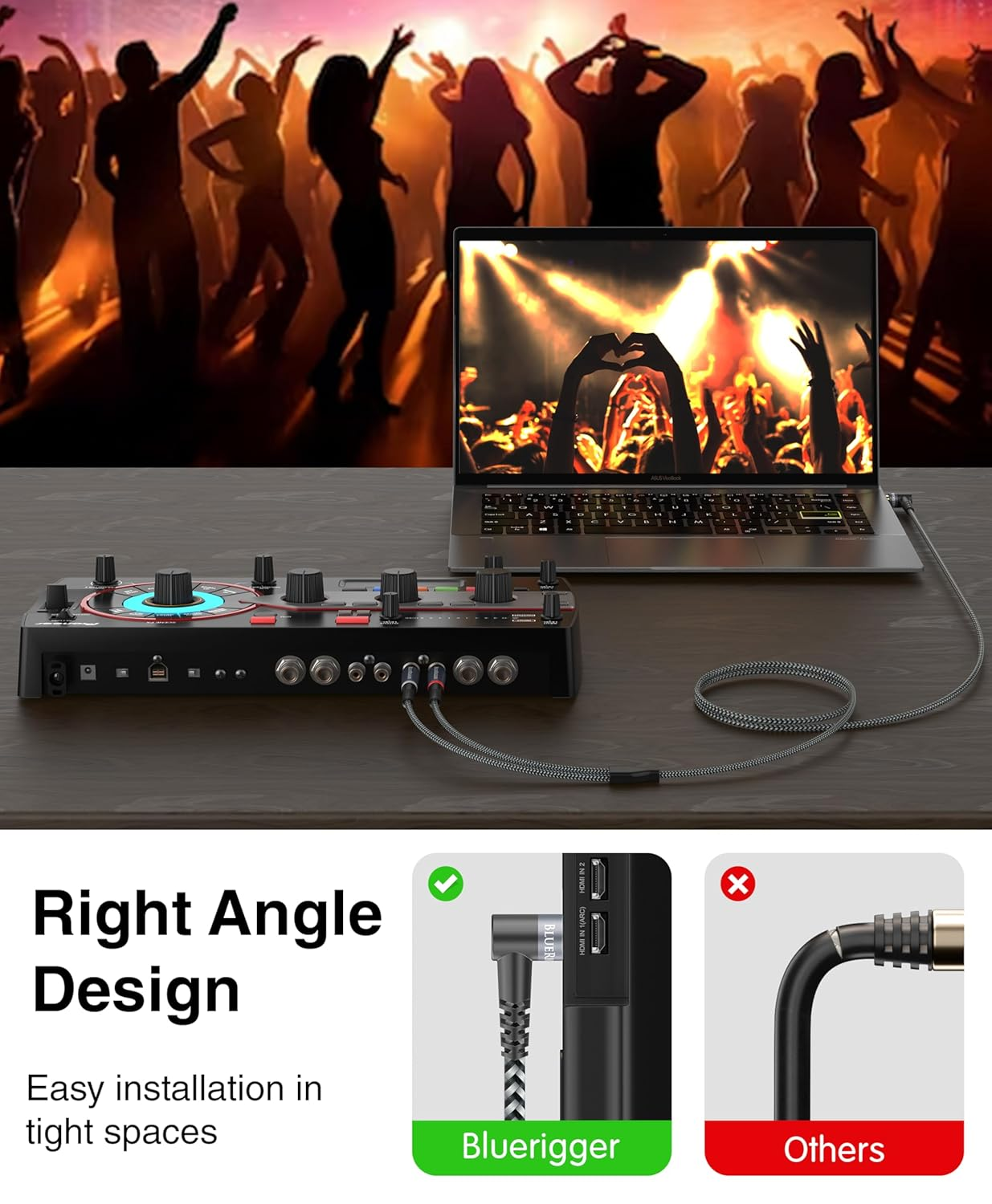 Bluerigger 3.5Mm Aux to 2RCA Audio Cable (15FT, 90D Stereo Splitter Y 2RCA Male, Braided, 1/8" Rightangled TRS to RCA, Hi-Fi Sound, Metal Shell) - for Phones, Amplifiers, Tablets, Home Theater, HDTV image number 2