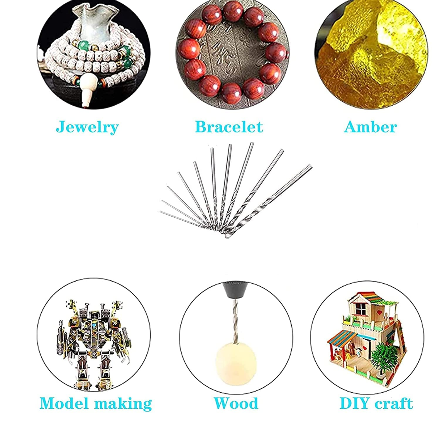 12Pcs Mini Twist Drill Bit Set, Micro Engraving Drill Bits, HSS 2.35Mm Shank Titanium Coated 0.5Mm to 2.0Mm Tiny Drill Bit Hole Drilling Tool for DIY Resin Jewelry Amber Beads