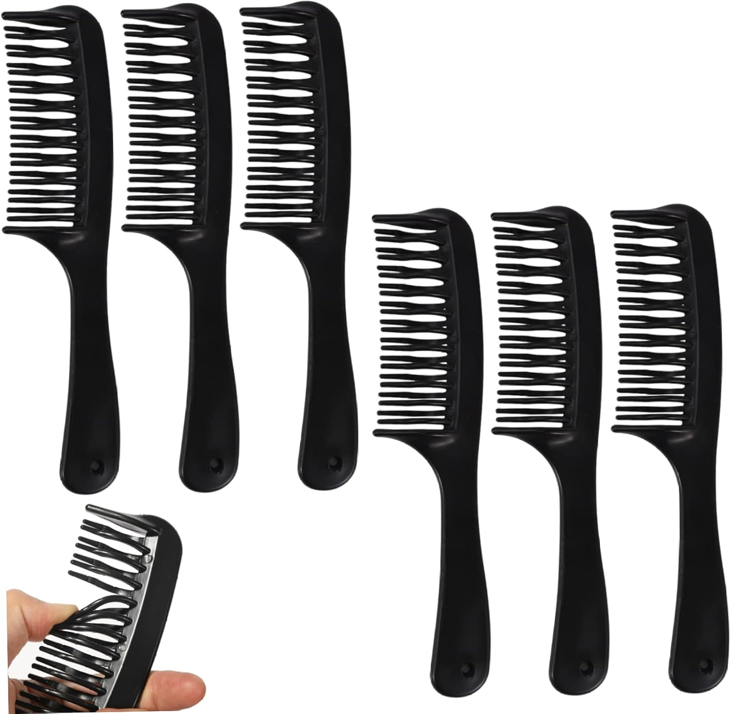 Detangler Comb, 6Pcs Detangling Comb, Double Tooth Detangler, 8 X 2 Inch Plastic Detangle, for Women Men, Portable for Hairstyling, Home, Salon