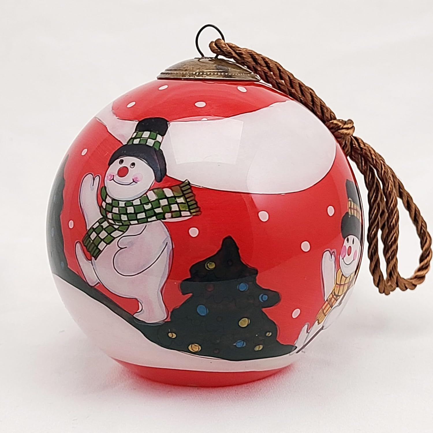 Snowman Yeti on Duty &ndash; Handcrafted inside Painted Libien Glass Artwork, Cozy Home & Office Collectible for Christmas Tree for Holiday, Thanksgiving, Christmas, New Year 2025 image number 1