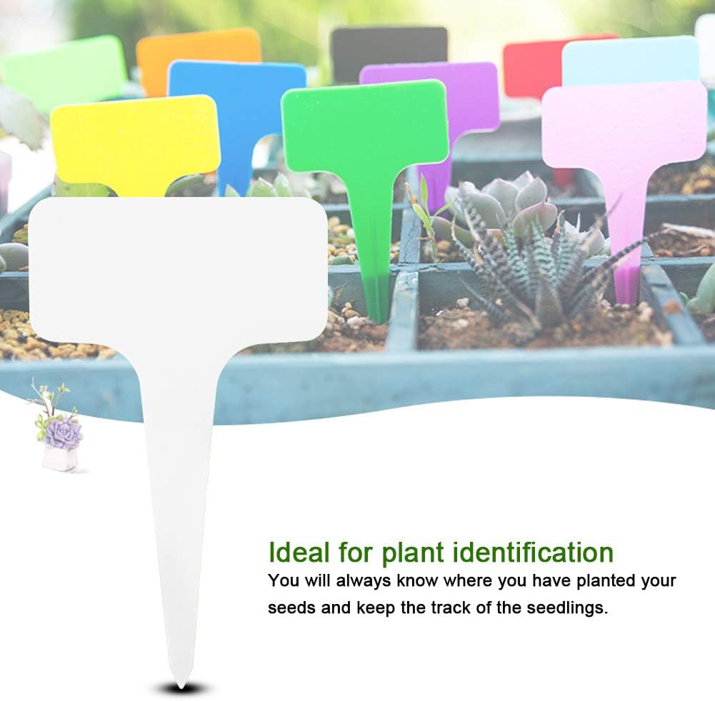 Alvinlite 50 PCS Plastic Plant Signs, Plant Labels T Type Tag Markers, Nursery Garden Labels, PVC Durable Waterproof Plant Tag Signs image number 3