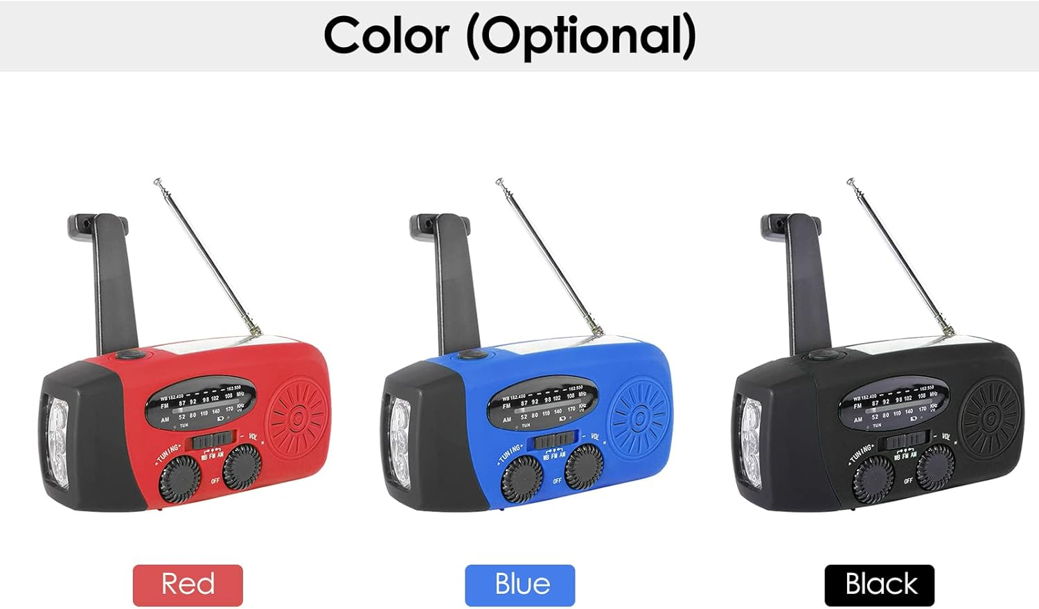 Nurdo Emergency Radio Hand Crank Solar Weather Radio AM/FM/NOAA Emergency Weather Radio Rechargeable Power Bank with Solar Charging&Hand Crank&Battery Operated LED Flashlight Cell Charger