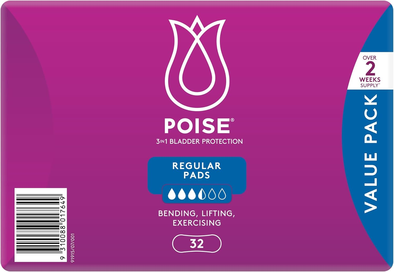 Poise Incontinence Pads for Bladder Leaks, Regular (32 Count) image number 5