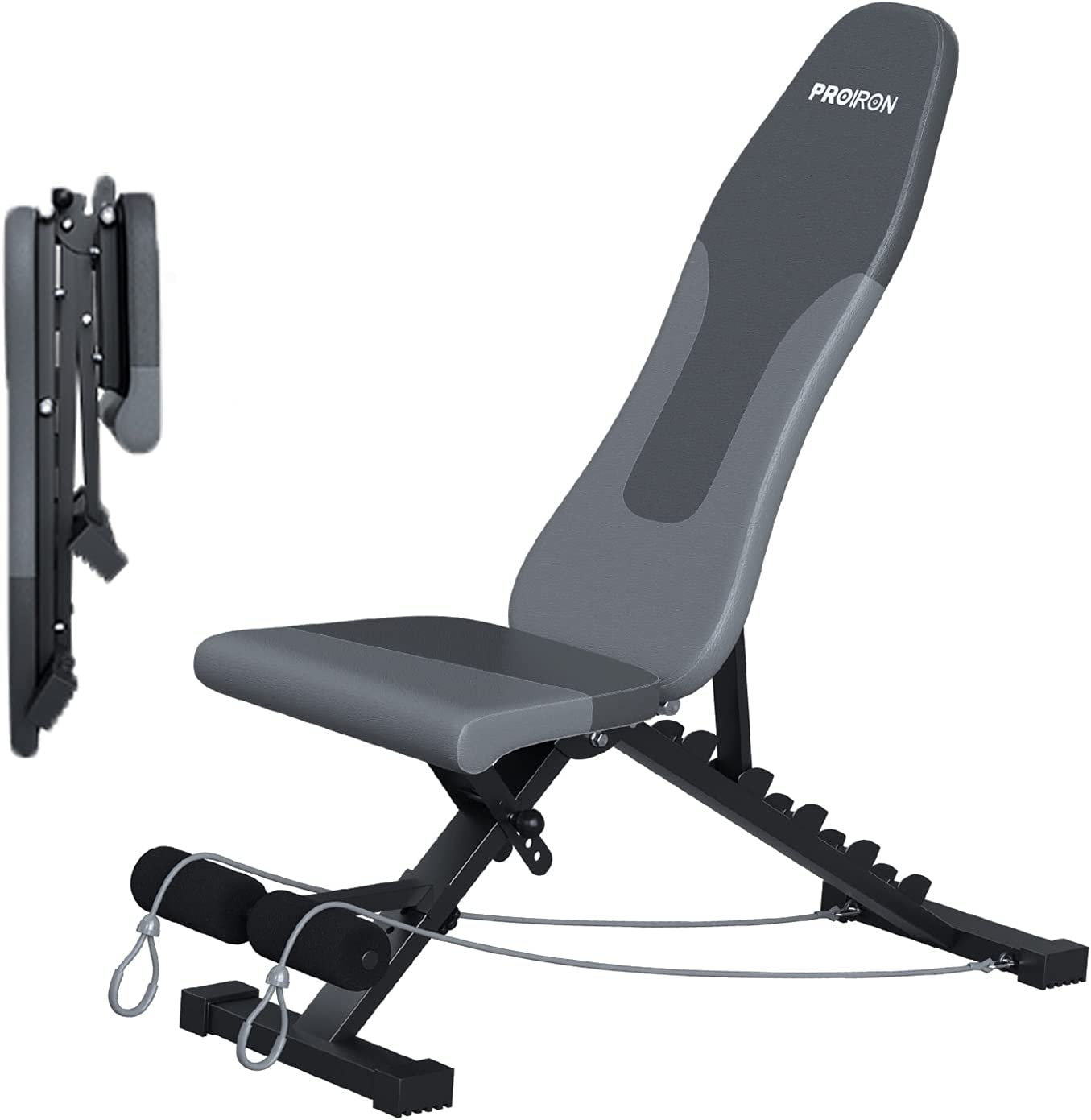 PROIRON Weight Bench with Elastic Ropes, Adjustable Strength Training Bench with for Full Body Workout with Fast Folding - 2026 Version