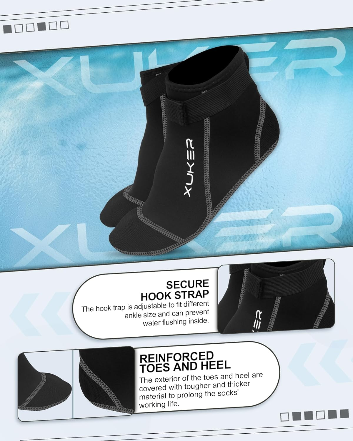 XUKER Neoprene Socks, 3Mm Beach Volleyball Sand Soccer Wetsuit Socks Water Booties for Diving Snorkeling Kayaking Paddling image number 4