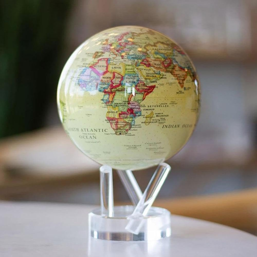 MOVA Globe &ndash; Political Map Yellow 8.5&rdquo; | Vintage-Style Rotating Globe Powered by Light | No Batteries or Cords | Antique World Map for Home or Office Decor image number 5