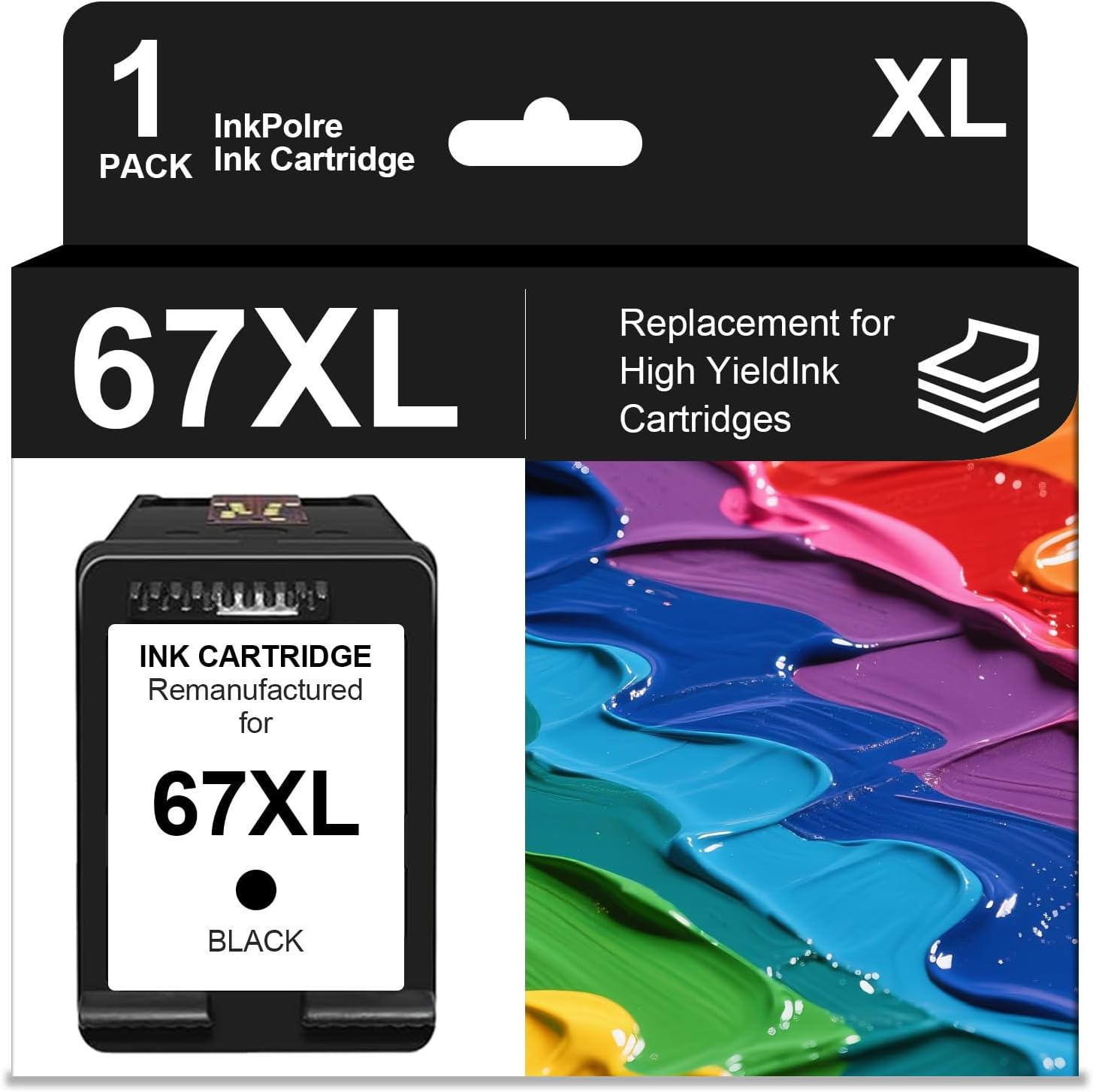 67XL Black High-Yield Ink Cartridges Replacement for HP Ink 67 67 XL for Deskjet 2700 2755E 2700E 4155E 4155 4100 Envy 6000 6055E 6400 6455E Printer (1 Black)