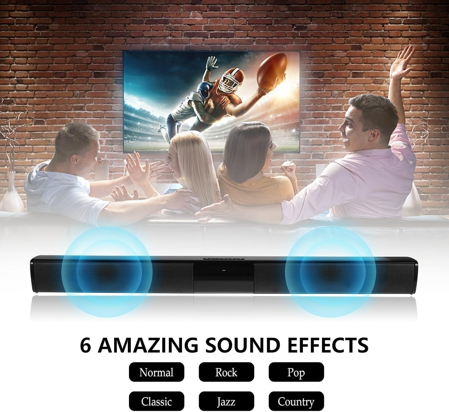BUGUUYO Wireless Soundbar Speaker with Memory Card Slot Portable Multimedia Speakers for TV Computer Phone Compatible DC5.0V Power image number 6