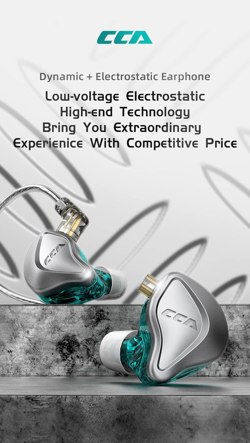 H HIFIHEAR CCA NRA Hifi Headphones, Electric Dynamic Magnetic Combination Noise Isolating Resin In-Ear Headphones, No Mic