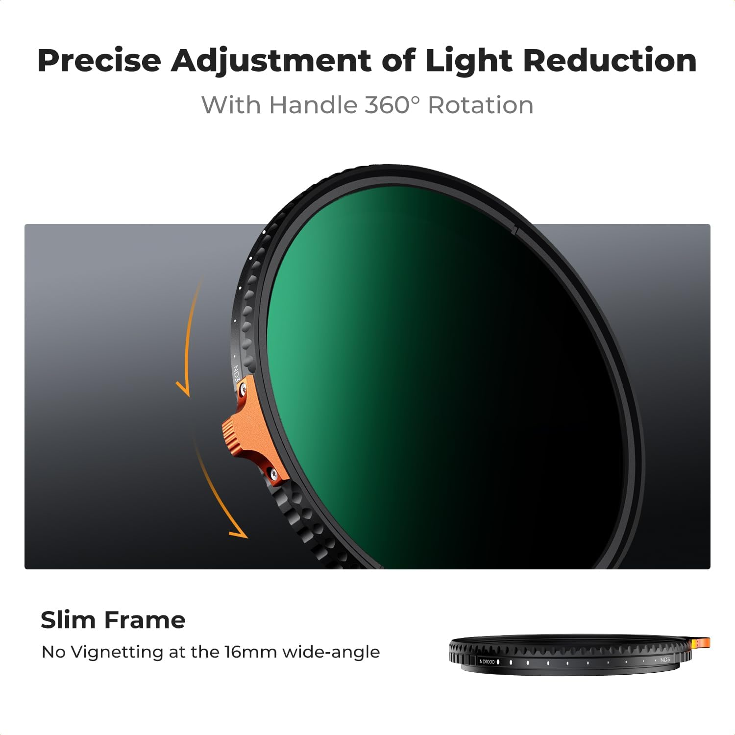 K&F CONCEPT 52Mm Variable ND Lens Filter ND3-ND1000 (1.5-10 Stops) Putter Adjustable HD Neutral Density Filter with 28 Multi-Layer Coatings for Camera Lens (Nano-X Series) image number 4