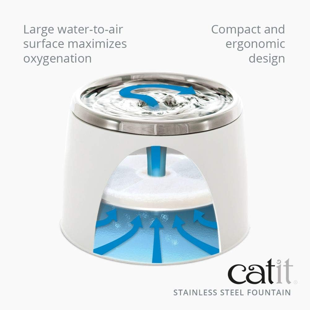 Catit Fresh & Clear Stainless Steel Cat Water Fountain, 50023, White, 1 Count (Pack of 1) image number 5