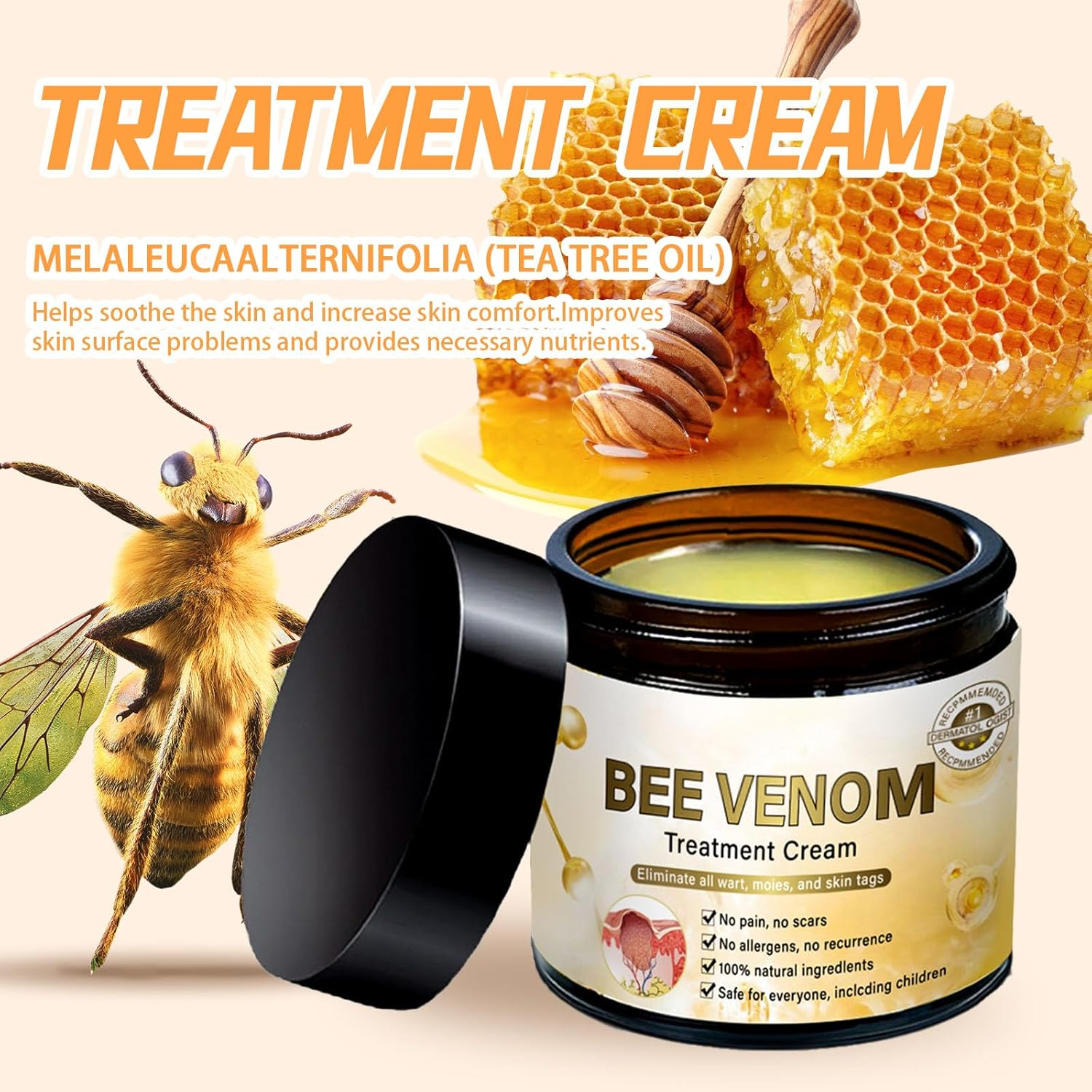 2PC Turonu Bee Venom Treatment Cream，Professional Bee Venom Correcting Gel, Skin Repair Cream, Bee Venom Wart and Mark Removal Treatment，Bee Venom Skin Mark Remover, Correcting Gel for All Skin Types image number 5