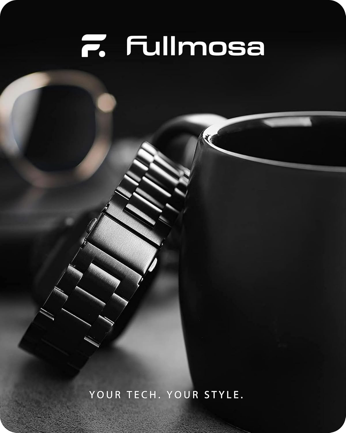 Fullmosa Compatible for Apple Watch Band 45Mm 44Mm 42Mm, Stainless Steel Iwatch Band with Case for Apple Watch Series 9 8 7 6 5 4 3 2 1 & Iwatch SE 3/2/1,45Mm 44Mm 42Mm Black image number 1