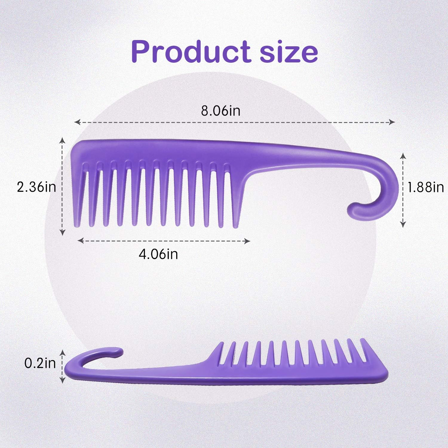 Wide Tooth Comb Detangling Hair Brush, Premium Care Handgrip Comb, Apply to for Curly, Wet, Dry, Thick Hair Etc. (Purple) image number 1