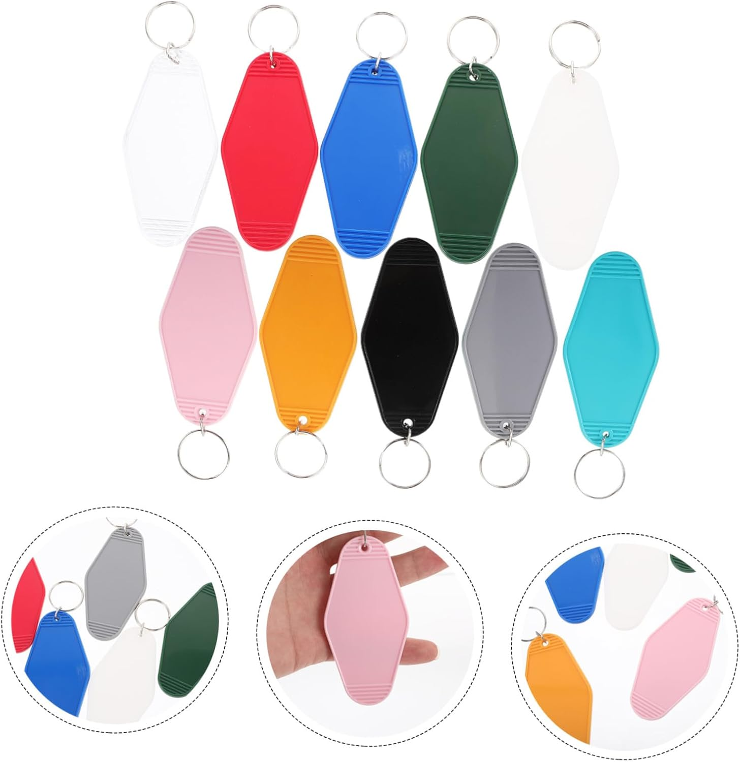 POPETPOP 20Pcs Plastic Blank Luggage Labels Keychain Tags Luggage Hanging Tags Backpack Keychain Blanks Random Color image number 6