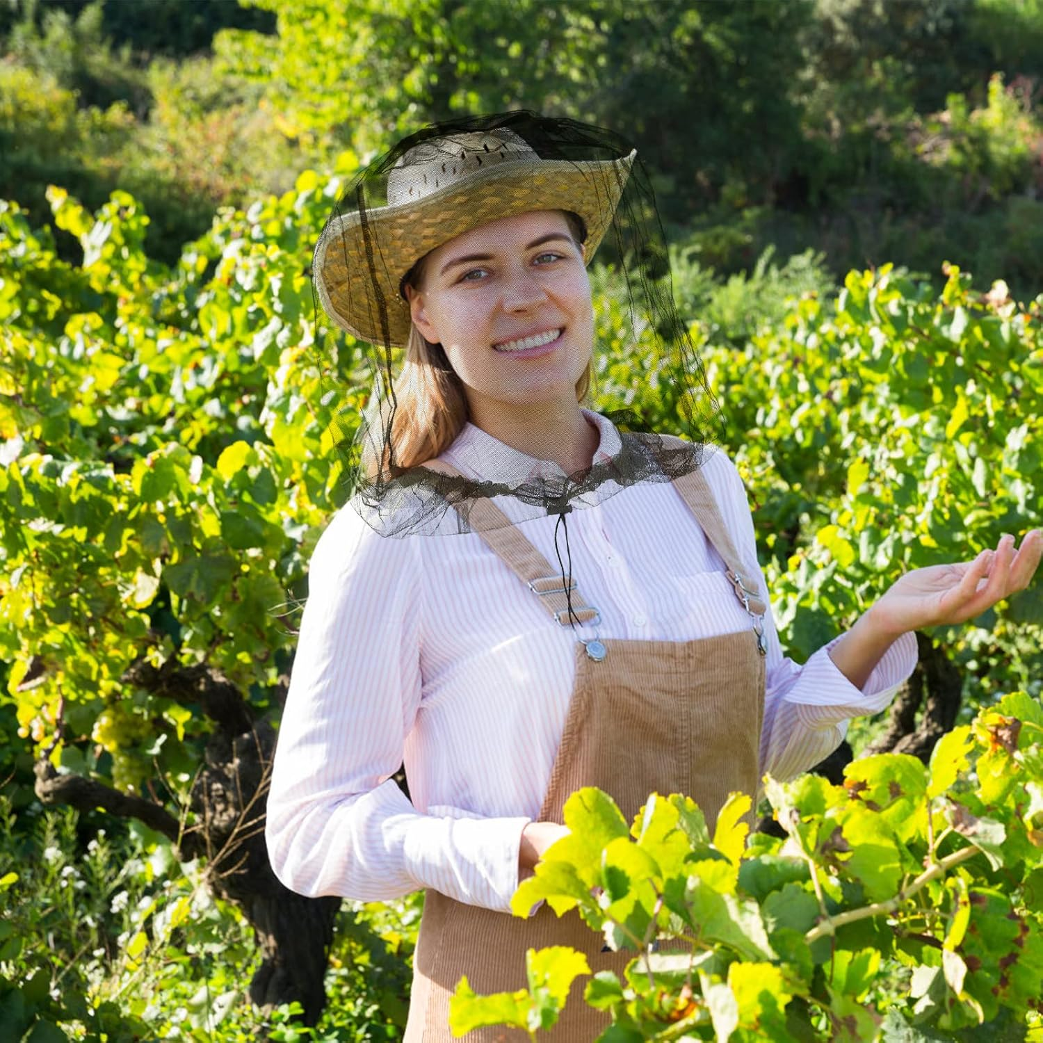 GWHOLE 2 Pack Mosquito Head Net Protector Face Neck Protection Hat Protector for Outdoor Fishing, Hiking, Beekeeping and Gardening image number 6