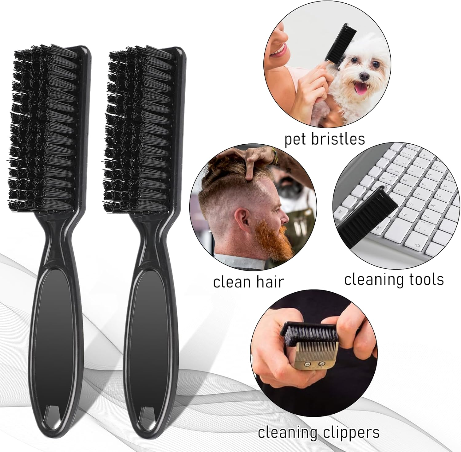 3 Pieces Nylon Brush Hairdressing Cleaning Brush Nail Brush Cleaning Brush Barber Blades Cleaning Brush Tool for Hair Clippers image number 2