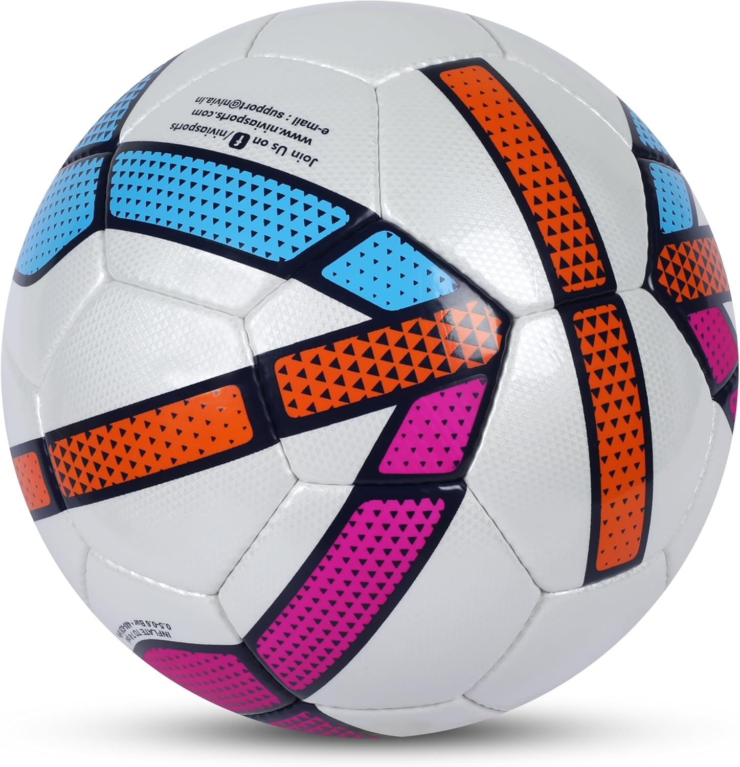 Nivia Simbolo Football (White/Orange, Size 5) | Pu Stitched | 32 Panel | Soccer Ball | Latex Bladder Core image number 3