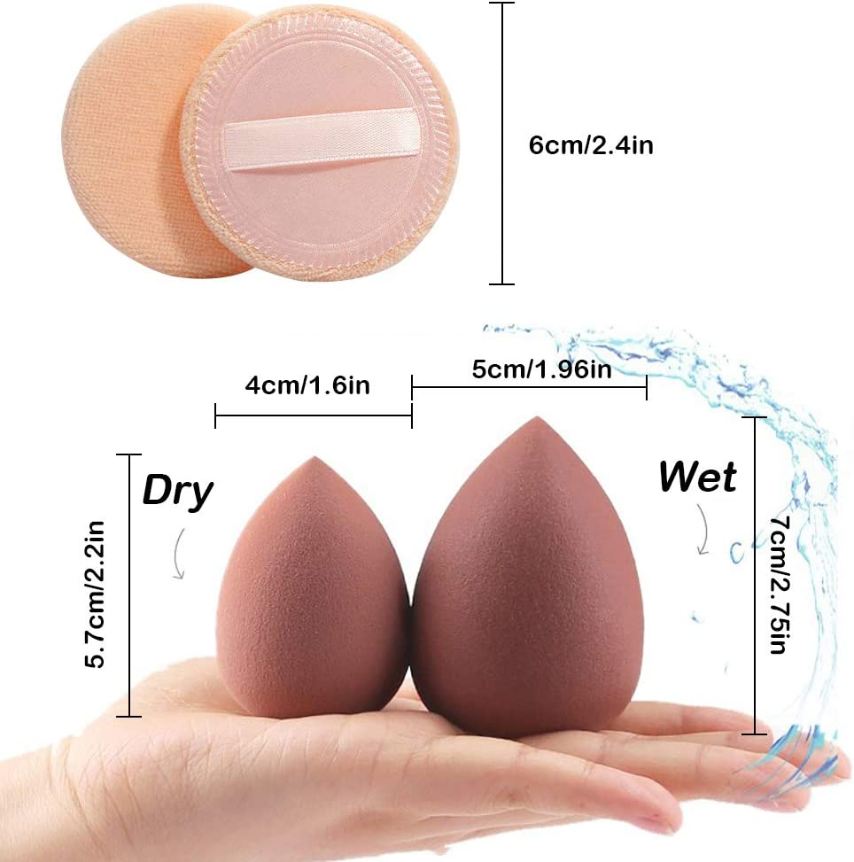 5 Pieces Beauty Sponge and 5 Pieces Powder Puff, Findtop Makeup Beauty Sponges Blender, Replacement for Powder Foundation Container, 2.4 Inch image number 4