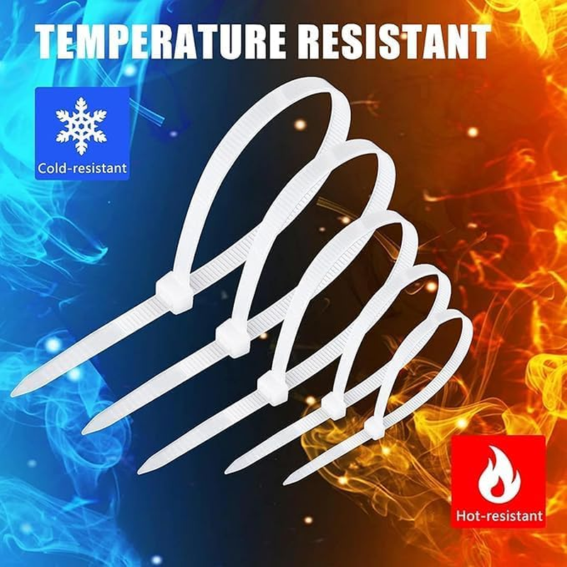 Zip Ties Assorted Sizes 4/6/8/10/12 Inch, 500 Pack, White Cable Ties for Multi-Purpose, Nylon/Plastic Wire Ties for Home Improvement, Office & Outdoor Use image number 6