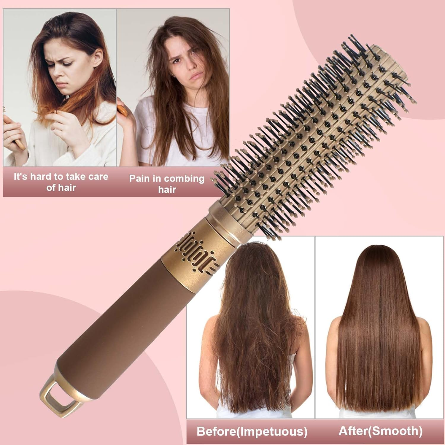 Colexy Set of 4 Hair Brush Set, Anti-Static Massage Relaxation Brushes, Professional Styling Hair Brush for Men and Women, Hair Brush without Pulling for Styling, Curling, Blow-Drying And image number 5