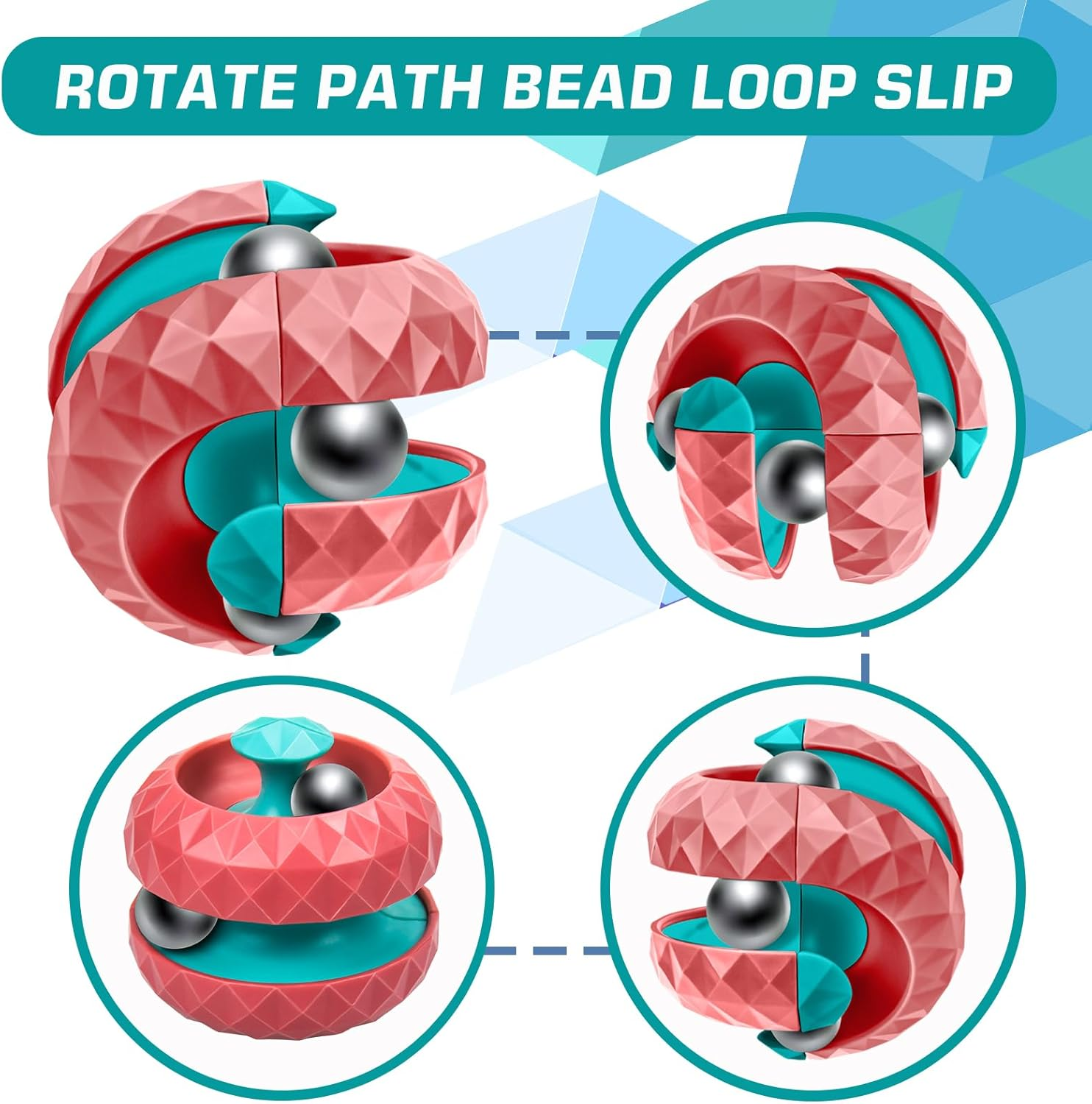 Orbit Ball Toy, 4 Pack Fidget Cube Puzzle Ball Spinning Toy, Track Infinite Flip Change Puzzle Games Novelty Creative Stress Relieve Toys for Kids Children Adults (4, Blue/Green/Red/White)