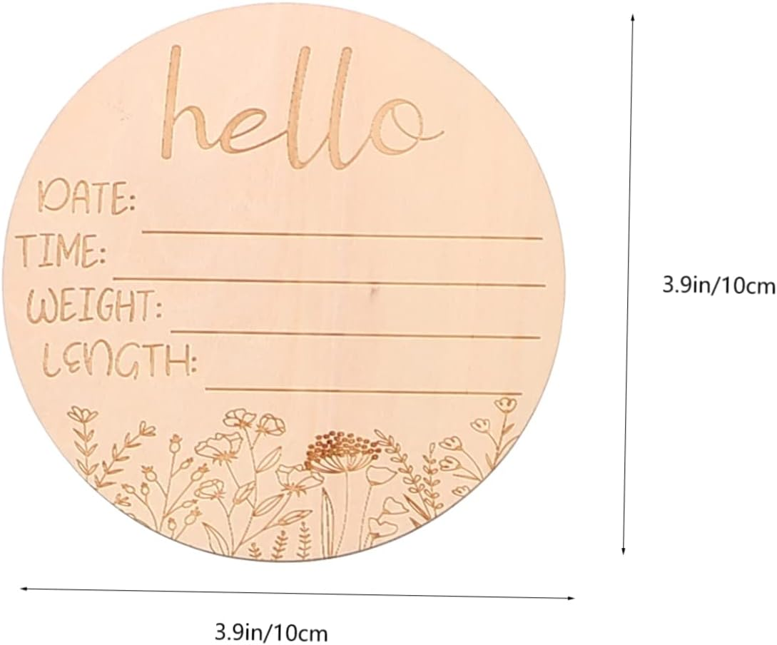 Hohopeti 14Pcs Baby Monthly Milestone Cards Wooden Photo Prop Discs Infant Growth Recording Set Newborn Birth Announcement Sign for Photography