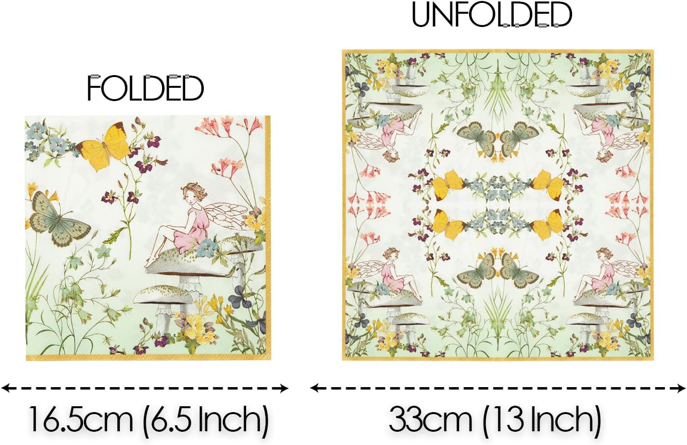 Talking Tables Truly Fairy Paper Napkins (13 Inch) for a Birthday Party or Tea Party, Multicolor (20 Pack) image number 6