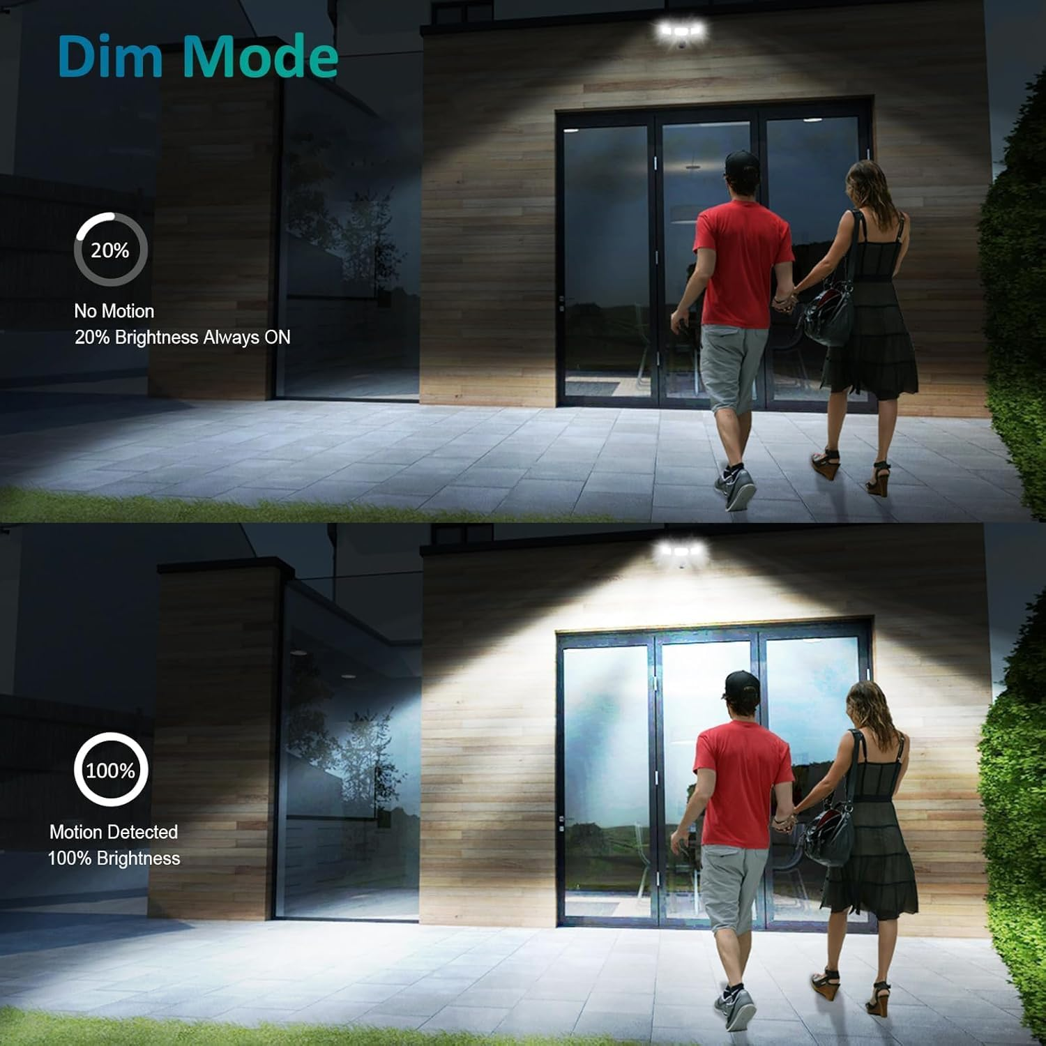 Security Light Outdoor, Phoselpida 4200LM 75LED Plug in Motion Sensor Lights, 42W 3-Head Angel Adjustable Flood Light with Remote Control, IP66 Waterproof Garden Light for Forecourt, Porch, Garage image number 2