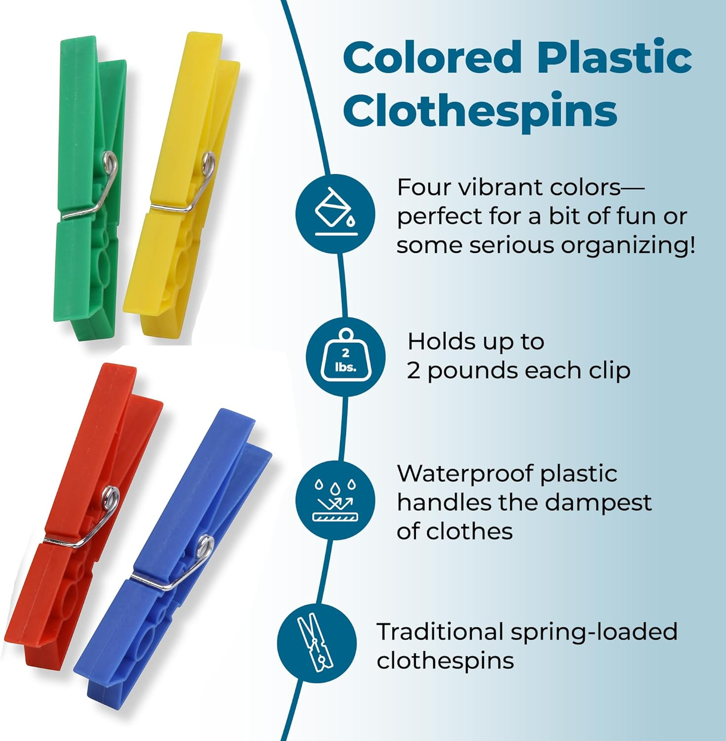 Honey-Can-Do DRY-01410 Plastic Clothespins, 50-Pack