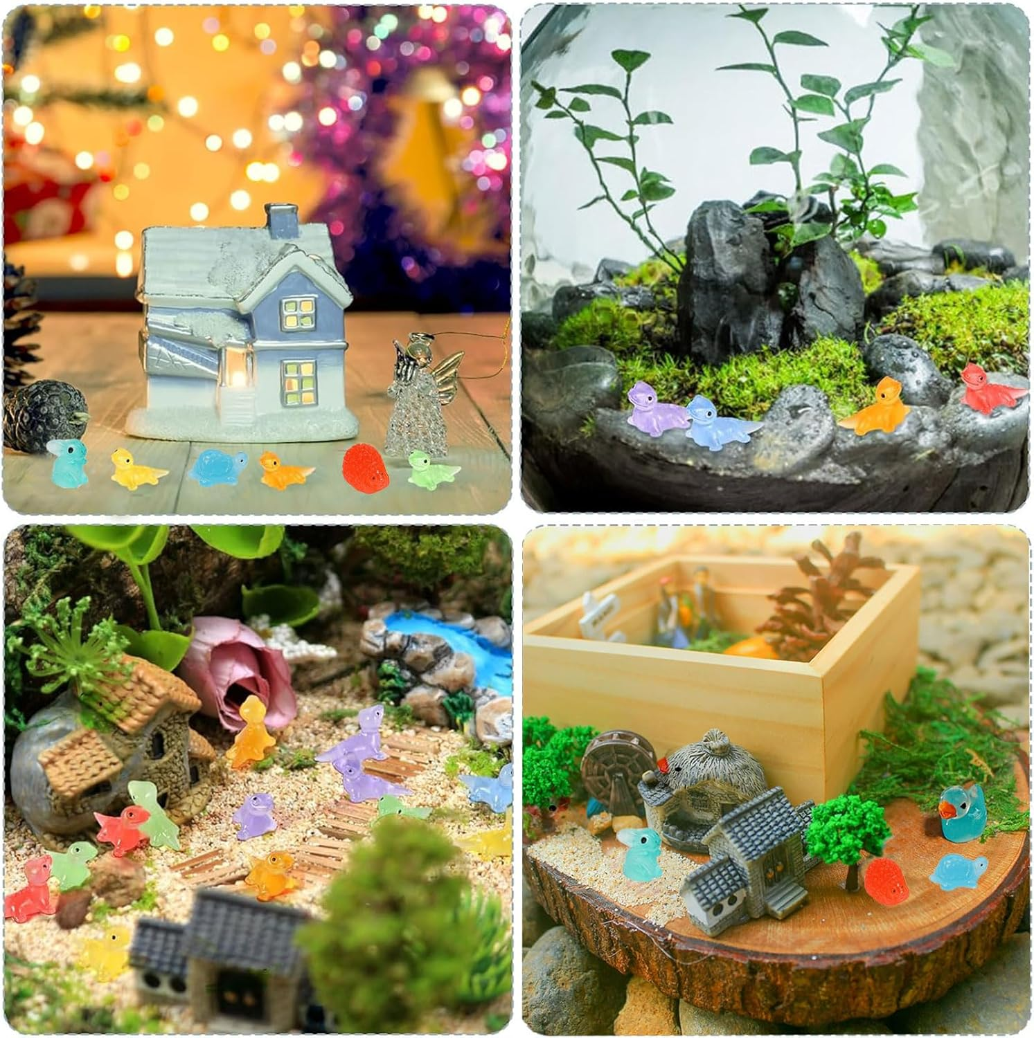 MYTOAU15 Styles Luminous Resin Animals Figures,60Pcs Mini Resin Animals Set for Aquarium Garden Landscape Potted Decorations DIY Accessories(Style & Color Are Random) image number 2