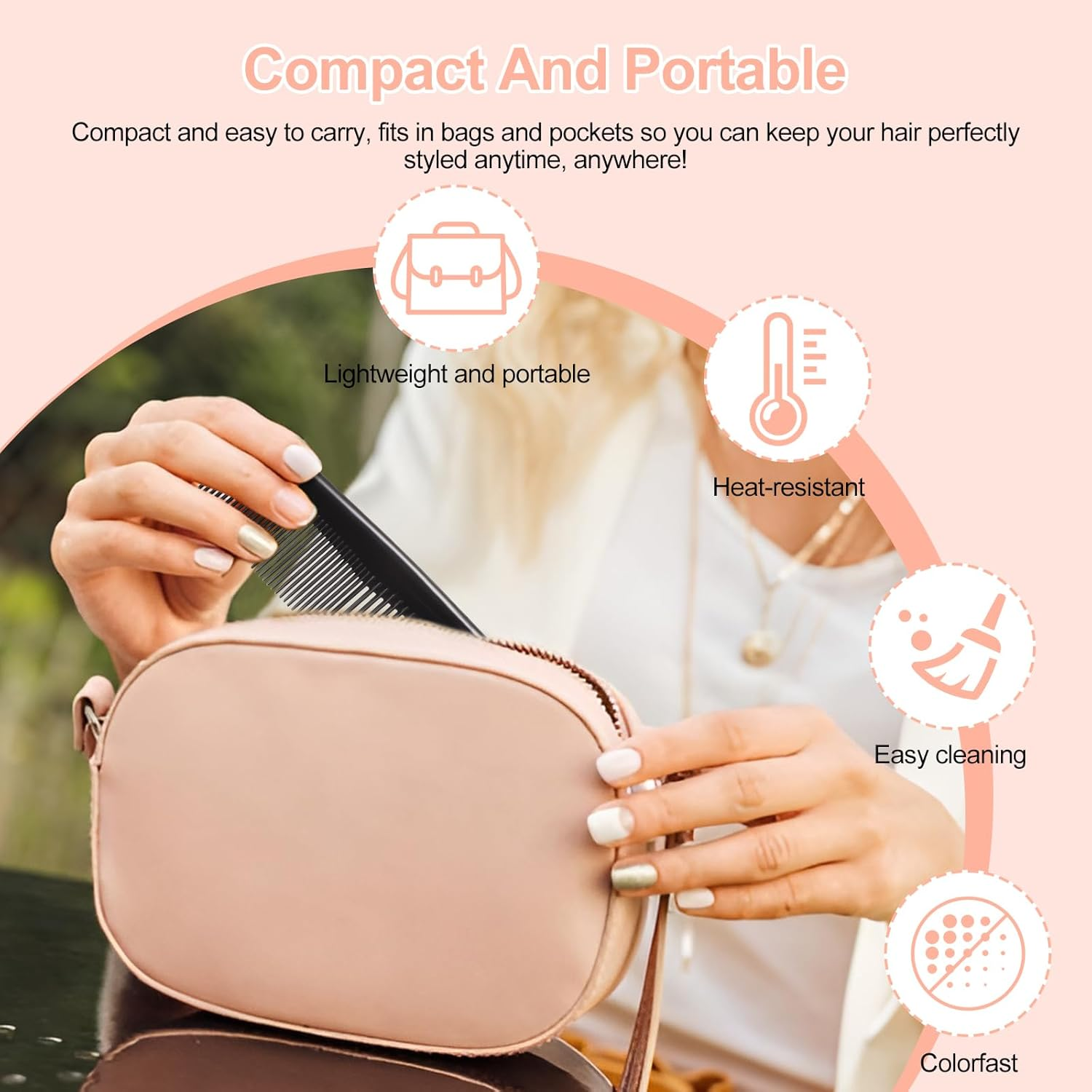 Mynoozi 12 PCS Hair Combs Set Colorful Plastic Pocket Combs Fine and Wide Tooth Cutting Combs for Women and Men Salon and Hotel Hair Care Tool(Black) image number 4