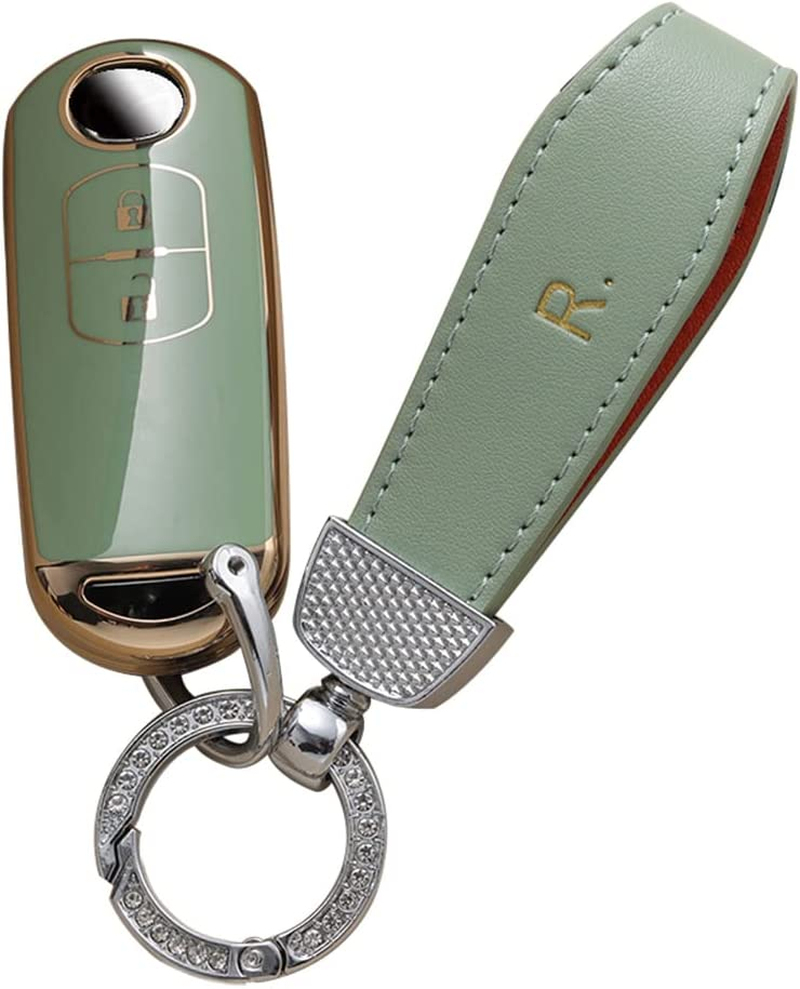 Ontto Car Key Fob Cover Fit for Mazda MX5 CX-5 CX-7 CX-9 Mazda 6 Atenza Smart Key Case TPU Key Shell Key Holder Keychain Accessories 3-Buttons White