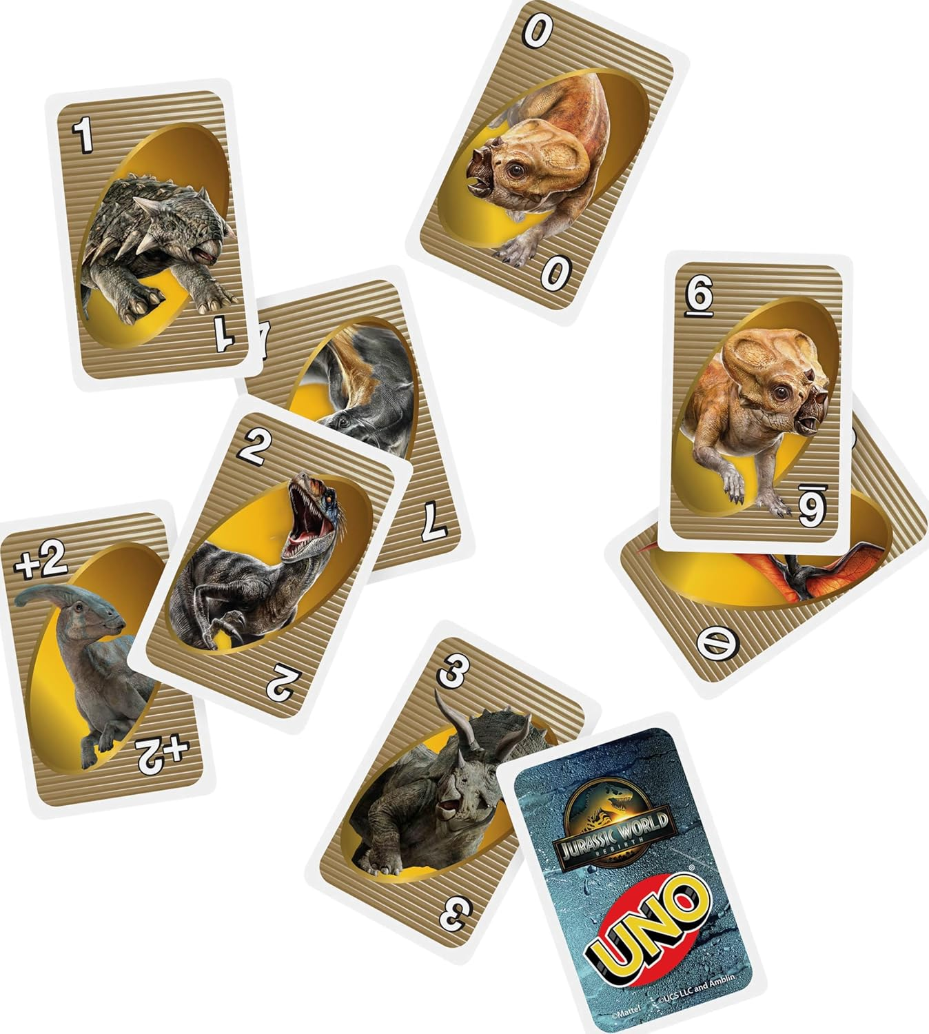 Mattel Games UNO Jurassic World Rebirth Cards for Kids, Family & Adult Games Nights, Deck with Special Rule & Images Inspired by the Movie image number 2
