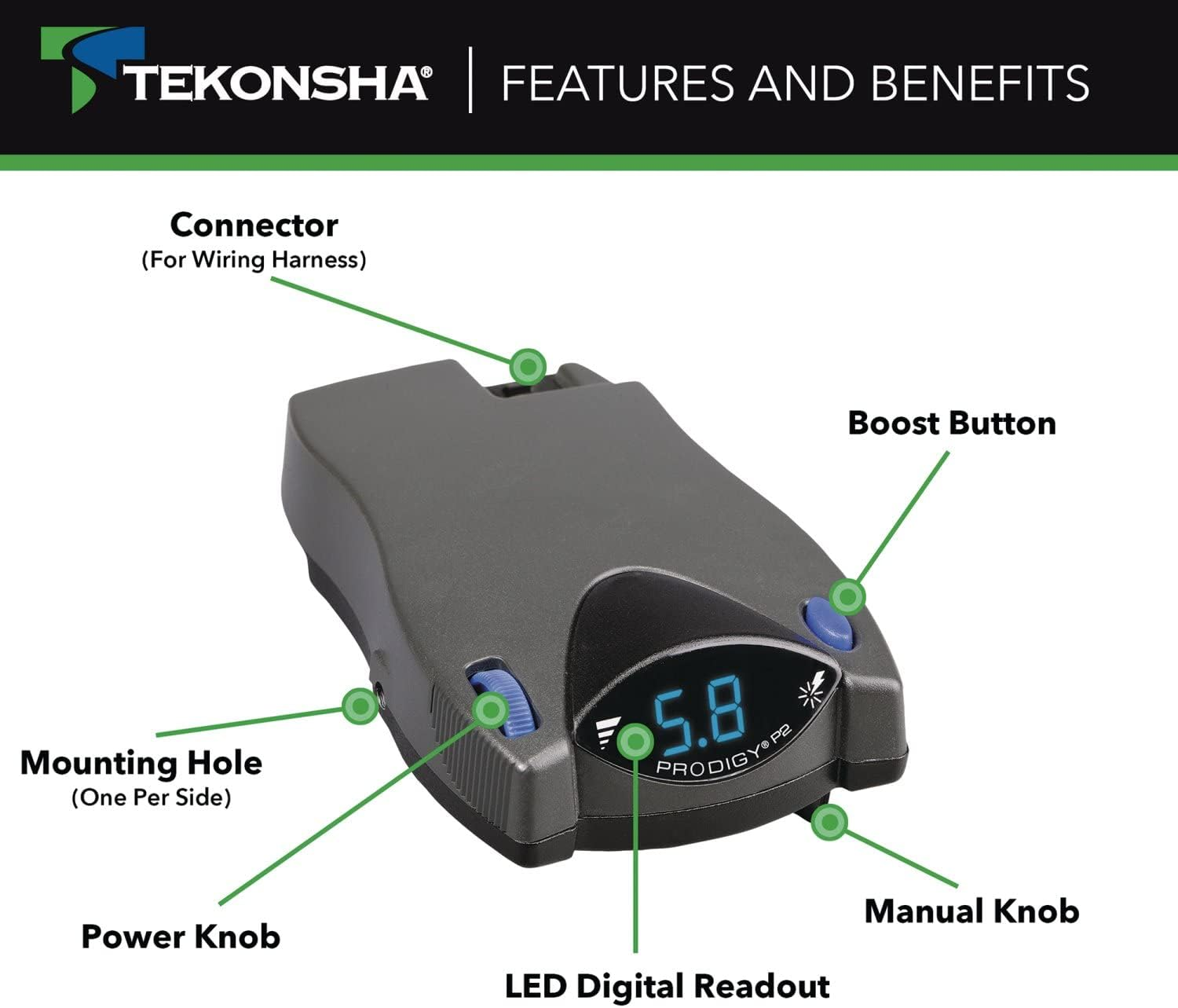 TEKONSHA 90885 / Tekonsha Prodigy P2 Electronic Brake Control F/1-4 Axle Trailers - Proportional